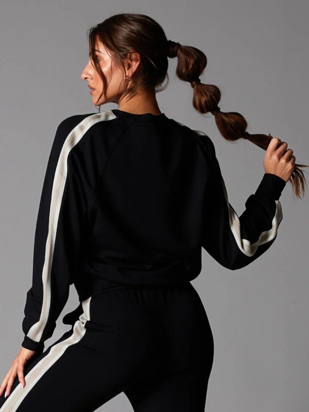 NEW TaviLuxe® Ease Crew Stripe Sweatshirt Black w/ Stripes, Size 2X
